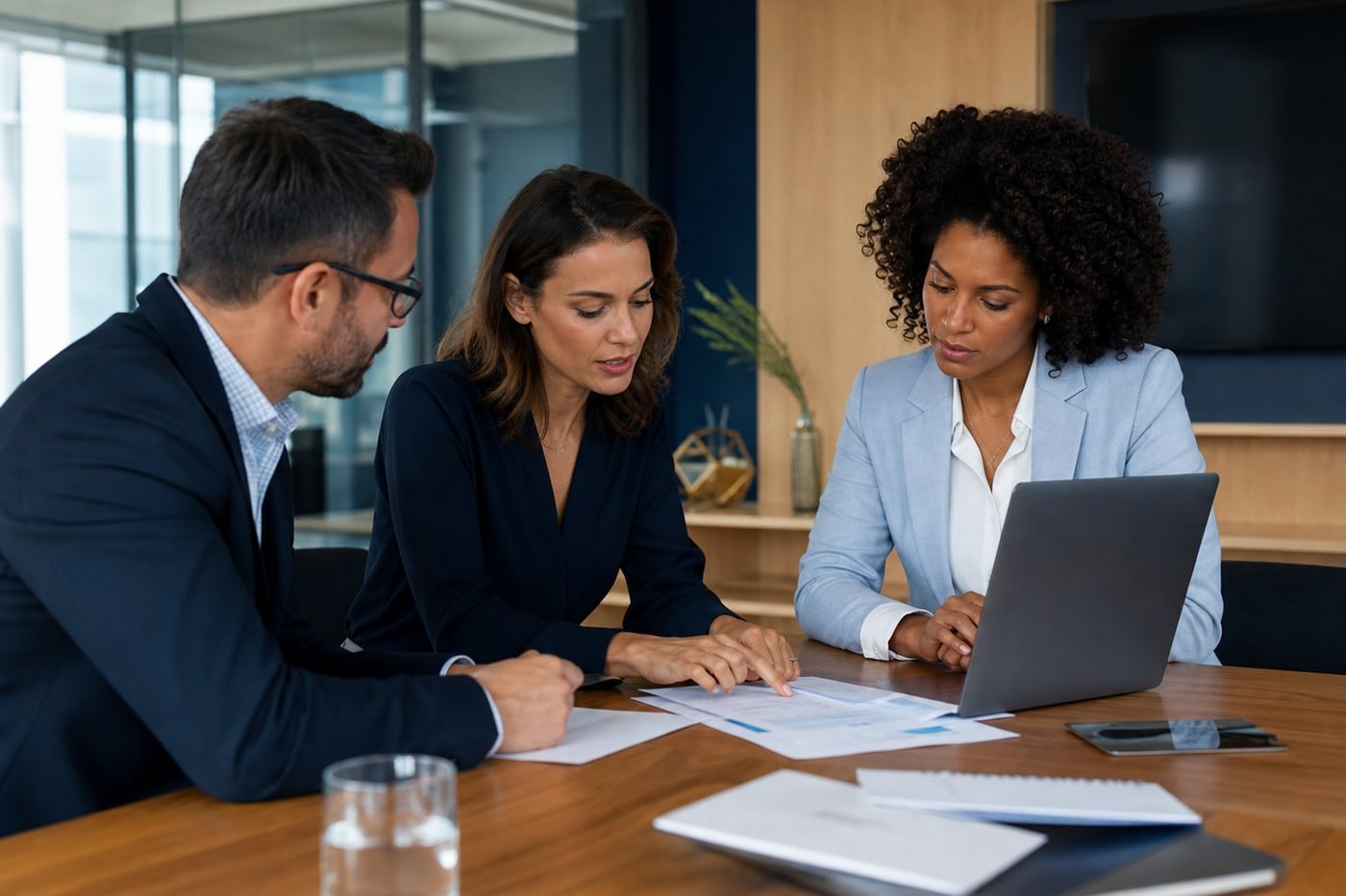 Consultora conduzindo diagnóstico organizacional